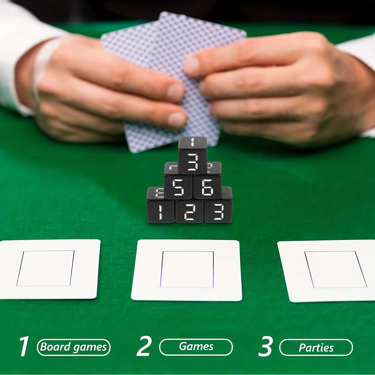 6pcs Acrylic Black Screen Mechanical Number Dice Set